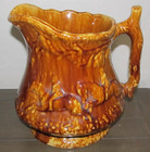 Stoneware PITCHER Fox Boar Hunt Scene Rockingham Glaze Bennington Glaze 9.25" — photo 4