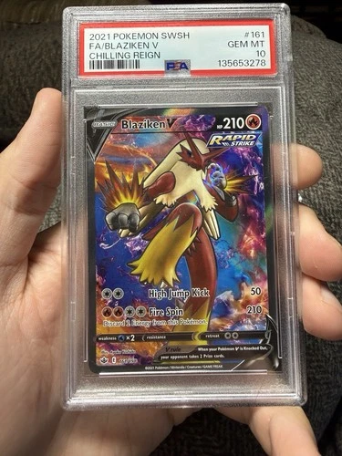 2021 Pokemon Sword & Shield Chilling Reign Blaziken V Full Art 161/198 - PSA 10