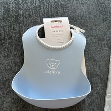 BabyBj rn Powder Blue Baby Bib Adjustable Neckband BPA Free Deep Spill Pocket