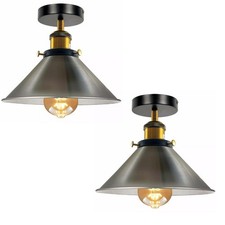 Image of Industrial Ceiling Light Metal E27 Cone Lampshade Flush Light Fitting for Indoor