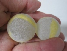 2 BOULDER 1 3/8 INCH 35MM FROSTED RAINBOW YELLOW BY MEGA MARBLES