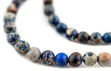 Blue Sea Sediment Jasper Beads 4mm, 5 Inch Strand Round Gemstone
