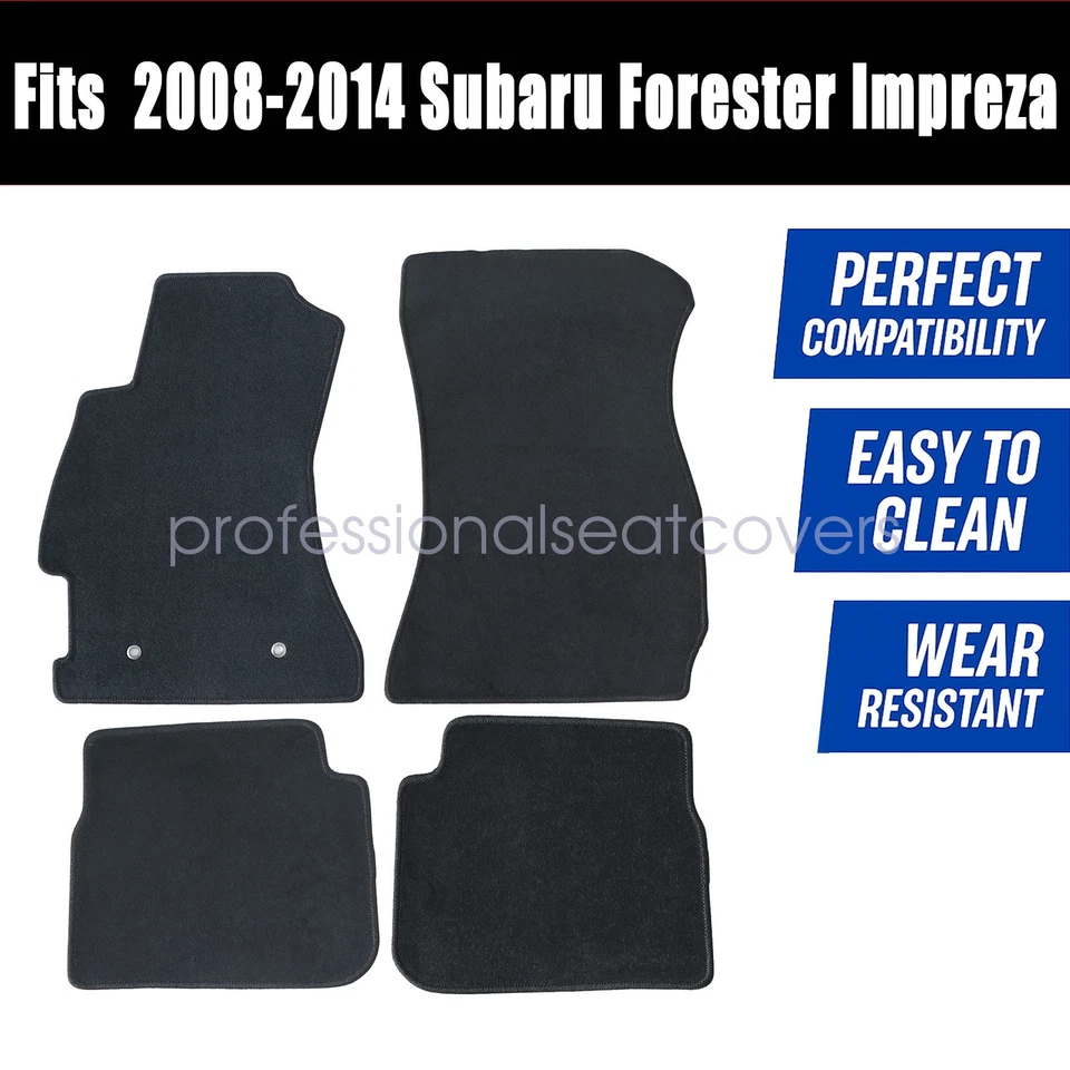 Alfombrillas delanteras y traseras alfombra impermeable terciopelo negro para 08-14 Subaru Impreza Foto 3 de 4