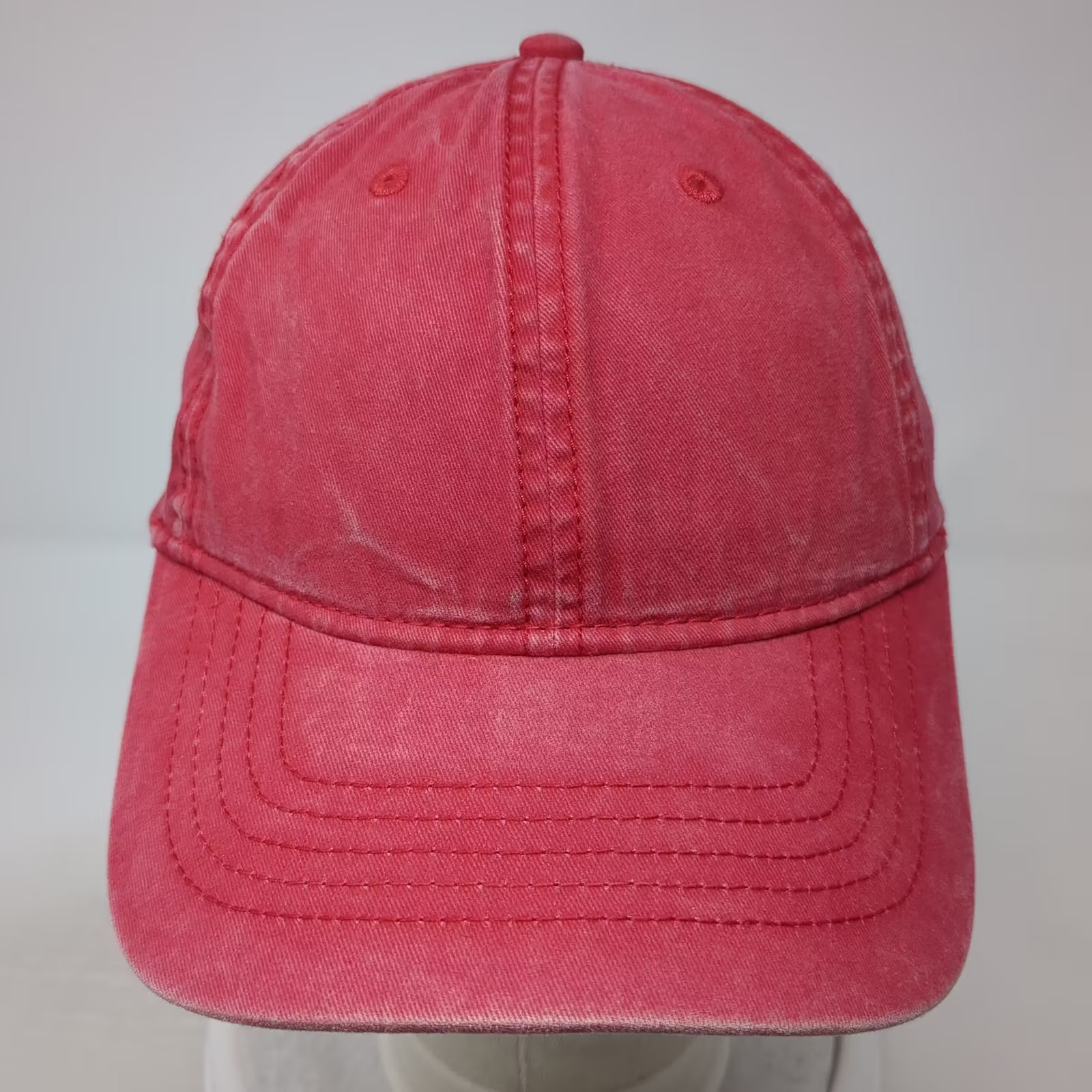 Red Baseball Cap Adjustable Slideback Washed Cott… - image 2