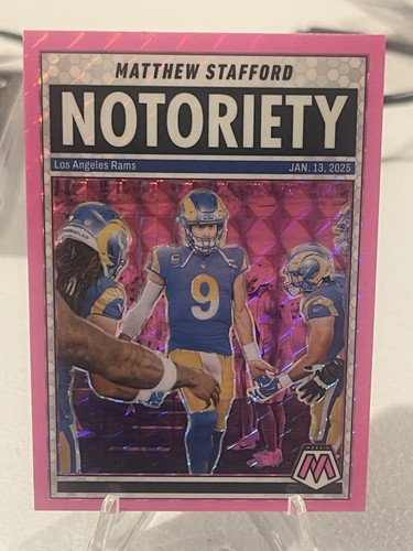 2025 Panini Mosaic - Notoriety Matthew Stafford #7 Mosaic Pink Fluorescent Prizm