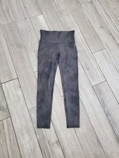 SPANX women's black cracked faux leather stretch leggings size XL