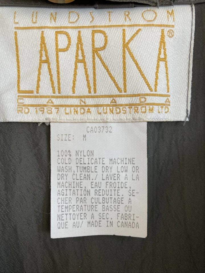 Vintage Linda LUNDSTROM Women Hooded Long LAPARKA Metallic Grey Gray Size Medium - Image 4 of 4