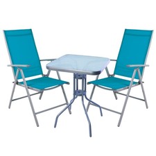 Mojawo® Set da bistrot 3 pezzi set da bistrot set da balcone grigio argento/pattuglia