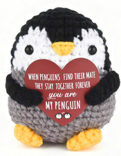 Handmade Crochet Penguin Valentine Gift With Romantic Card Emotional Support