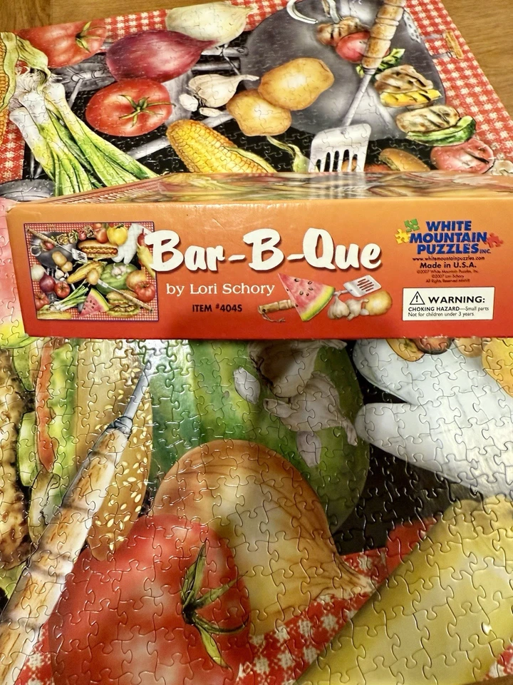Lori Schory Bar-B-Que White Mountain 1000 Piece Jigsaw Puzzle COMPLETE 404S HTF - Image 4 of 4