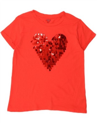 GUESS Damen Grafik T-Shirt Oberteil UK 12 Medium rot Baumwolle Herz DW05