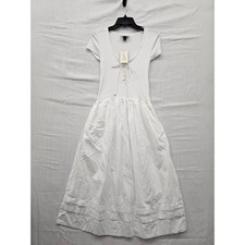Universal Thread Womens Lace Up Ribbed Knit Cotton Midi Dress White XS NWT
