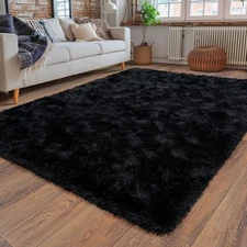 Black Rug for Bedroom Super Fluffy 4x6 Ft Modern Shag Area Rugs Soft Shaggy