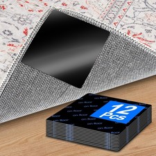Rug Grippers  Carpet Tape   12PCS Square Anti-Slip Pads for Area Rugs, 3.9 Inch