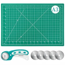 45mm Rotary Cutter and Mat Set, Fabric Cutter Wheel and 12x18 Inch Self Heali...