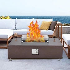 48" Propane Fire Pit Table Outdoor 50000BTU Steel Gas Firepit Table w/Wind Guard