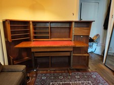 Vintage Mid Century Bureau Desk Cocktail Cabinet Wall Unit Writing Desk