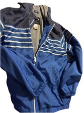 Size 7 Youth Unisex Oshkosh B gosh Windbreaker Jacket Blue With Stripes