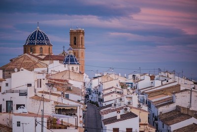 Wandbild: Altea-Stadtbild bei Sonnenuntergang, Costa Blanca, Spanien (72852875)
