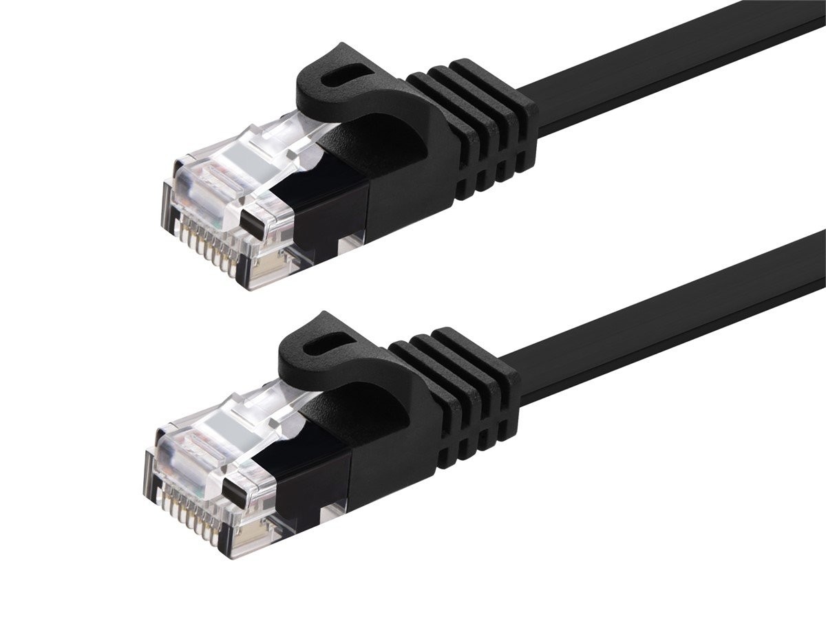 Cat5e Ethernet Patch Cable RJ45 FlatStranded 350Mhz UTP Copper 30AWG 5ft Black