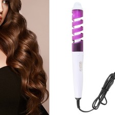 Mini Spiral Hair Curler Portable AntiScald Wavy Curling Wand Purple