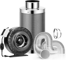 VIVOSUN 8" 740CFM Inline Fan Kit w/ 25ft Ducting  Speed Controller