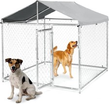 6.6x6.6x5.6' Outdoor Heavy Duty Playpen Dog Kennel w/ Roof Water-Resistant Cover