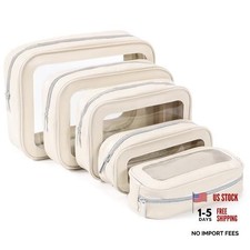 5PCS Diaper Bag Organizer Pouch Set - TSA Approved Toiletry - 5 Pieces - White