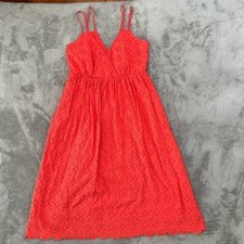 J. Crew Coral Eyelet Strappy Midi Dress Women's size 4 100% Cotton