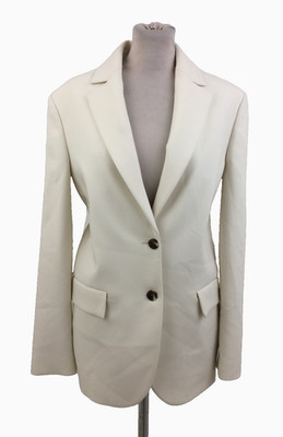M&S Women's Jacket Size 12 Ecru Single Breasted Notch Lapel  Flap Pockets New F1