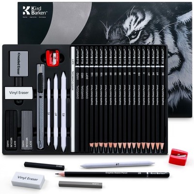 33 PCS Sketching Pencil Set 5H14B Charcoal Graphite Sticks Art Tools