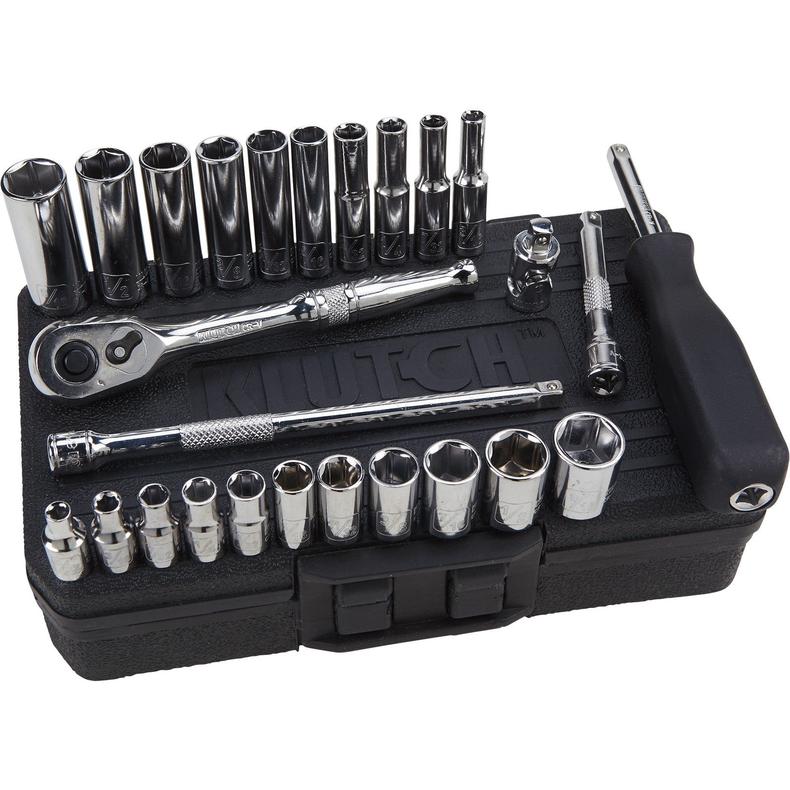 Klutch 1/4-Inch Drive SAE Socket Set 26-Piece for Precision Mechanics