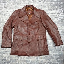 1970s Grais Cabretta Leather Sport Coat Blazer Jacket 42 Reg Angel Skin Red Vtg