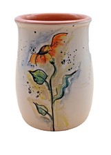 Kunsthandwerk Keramik Blume Vase Kochlöffel Handbemalt Töpferware Unikat uk057