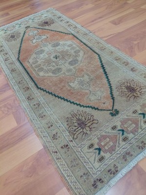 Beige Antique Doormat Rug Handmade Anatolian Decor Rug İnterior Design Rug SSSSS