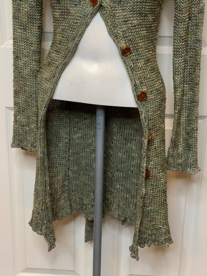 BCBG Max Azria зеленый многоцветный длинный вязаный подпоясанный кардиган, размер S - Изображение 3 из 4