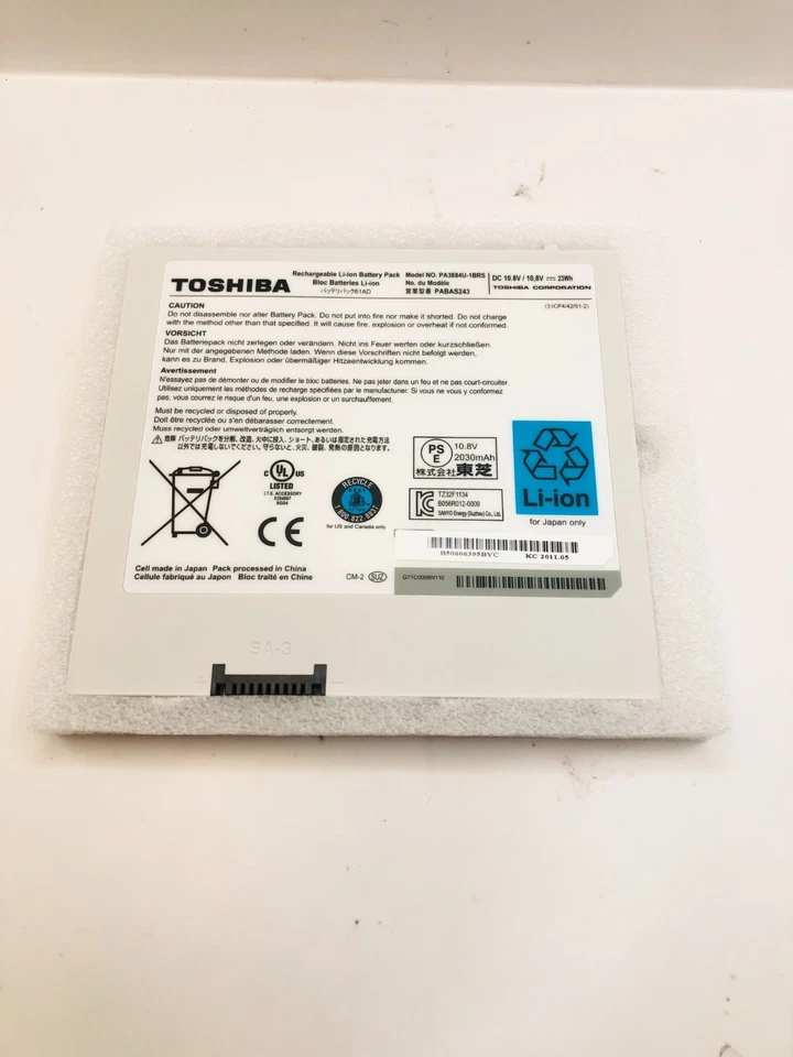 Batería Original Toshiba Parte # PA3884U-1BRR para Tablet 10" Reacondicionada Foto 3 de 4
