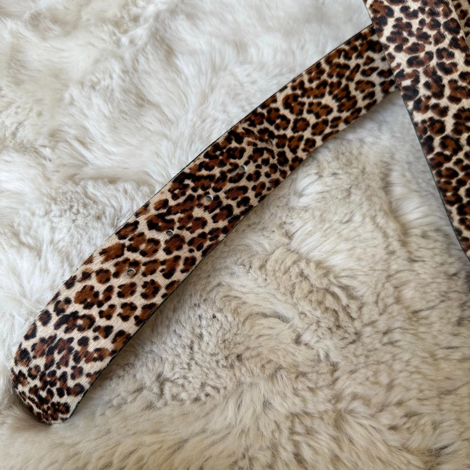 Talbots Calf Hair Wide Leopard Print Belt Gold Hardware Size Small Leather  - Image 4 of 4