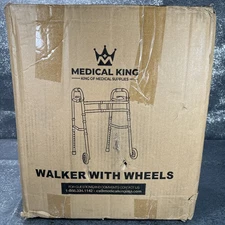 Medical King Aluminum Lightweight Walker With Wheels Adjustable Adult Walker