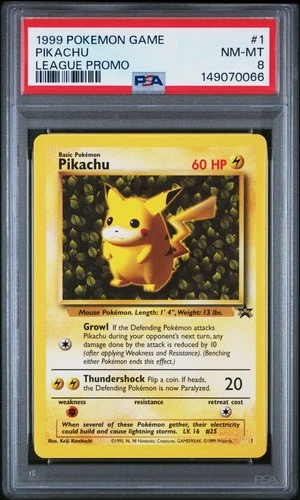 1999 POKEMON LEAGUE PROMO #1 PIKACHU PSA 8