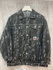 Giacca Jeans Dsquared2 Grigio Nero Sbiadito Distressed 'D2' Patch Denim Taglia 3XL Uomo