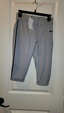 Nike Boy's Vapor Select Piped High Baseball Pants Sz Larrge BQ6444-053 Gray 35 
