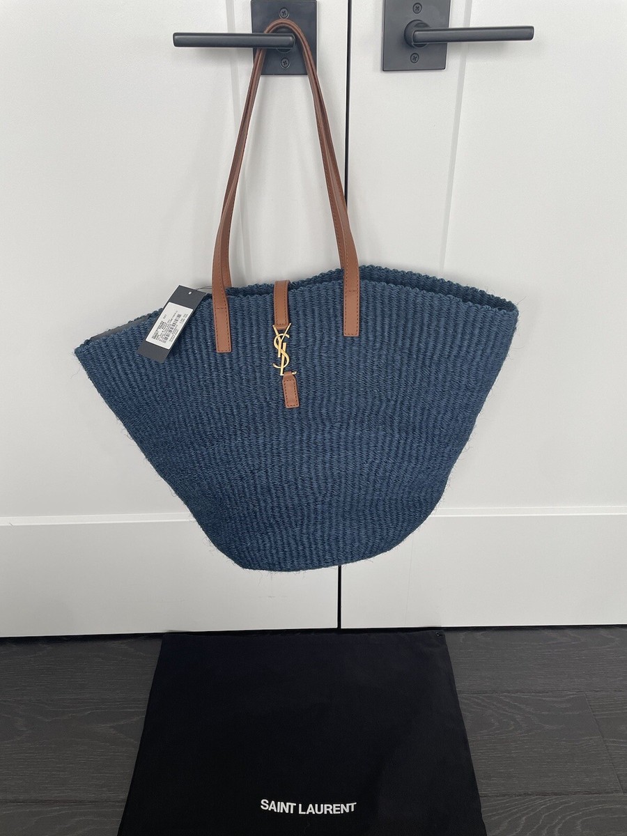 YSL Panier Medium Bag In Raffia and Leather | eBay