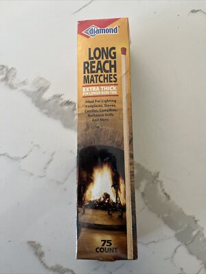 Diamond Long Reach Matches 75 Count Box Extra Thick For Long Burn Time NEW!!!