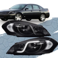 Fit For 2006-2016 Chevy Impala/Monte Carlo LED DRL Smoke Headlights Clear Signal