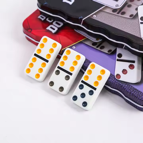 Double Six Color Dot Dominoes Set with Storage Tin – Classic Family Game - Picture 5 of 6
