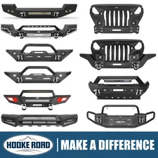 Hooke Road Fit 18-25 Jeep Wrangler JL Gladiator JT Front Bumper w/ Light D-ring