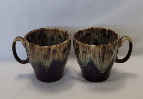 Set of 2 Brown Ceramic Drip Glaze Tapered Coffee Mugs - Cannonsburg