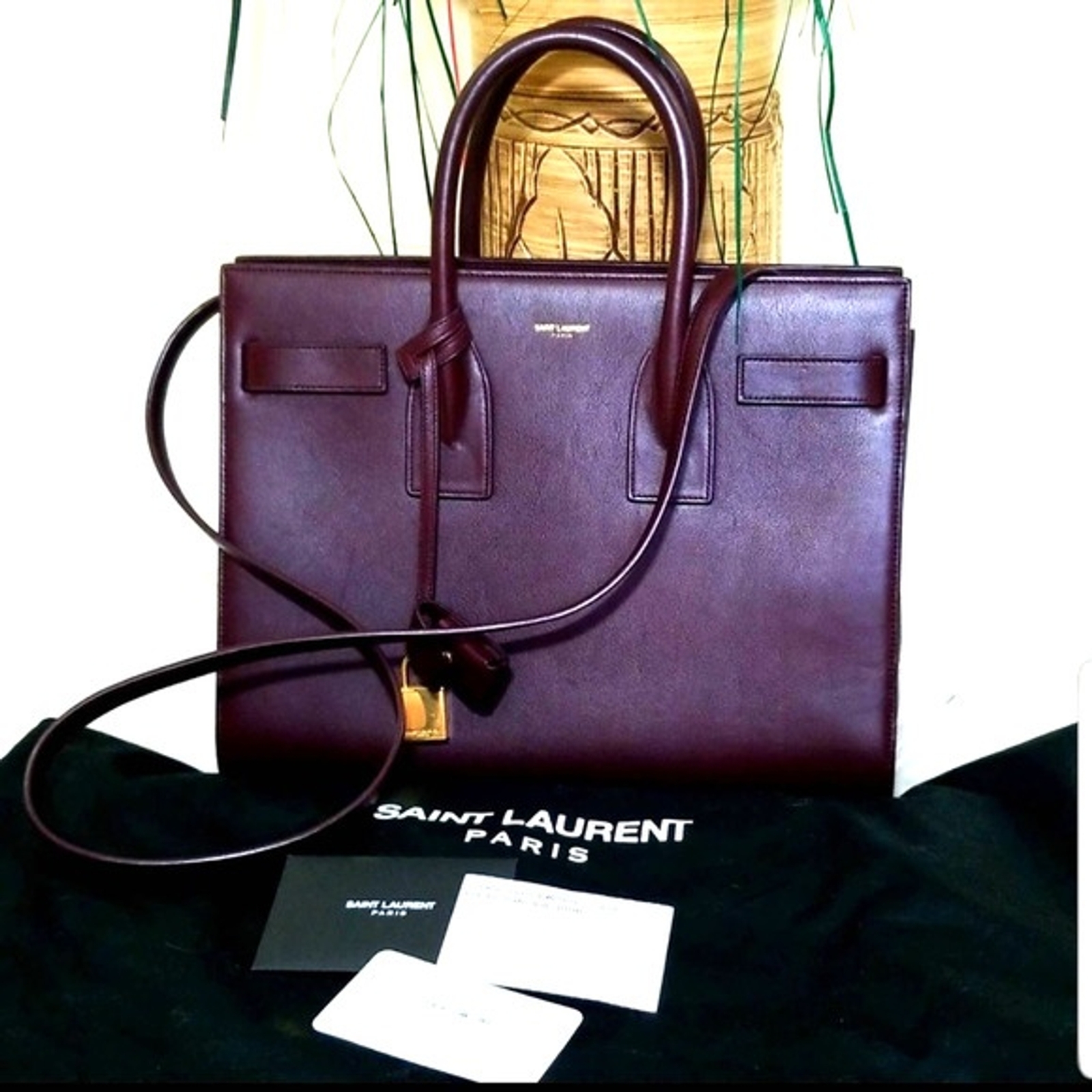 Autentica Yves Saint Laurent YSL BO Mini Borsa Giorno Amarena Viola Designer