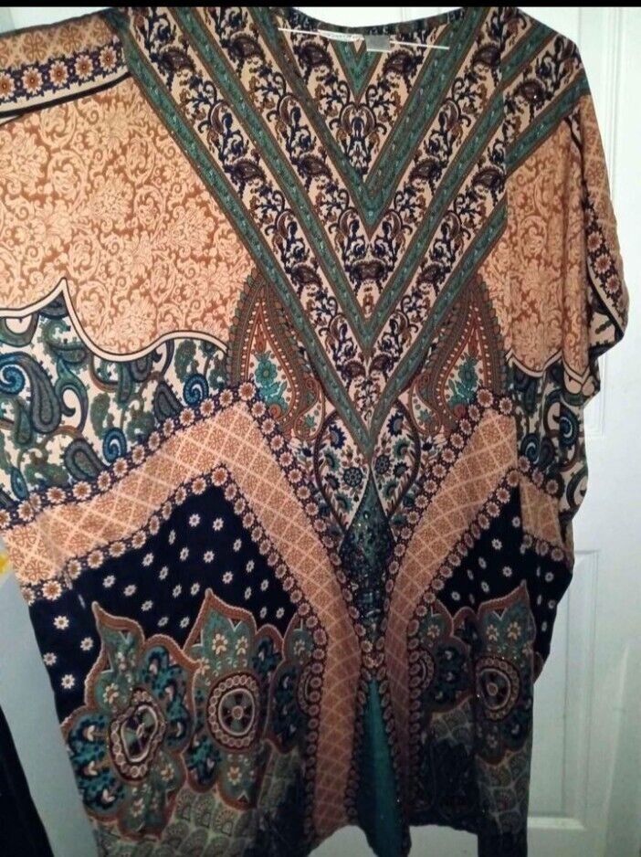 Women Brown Multi Color Kaftan Long Maxi Dress Pl… - image 2
